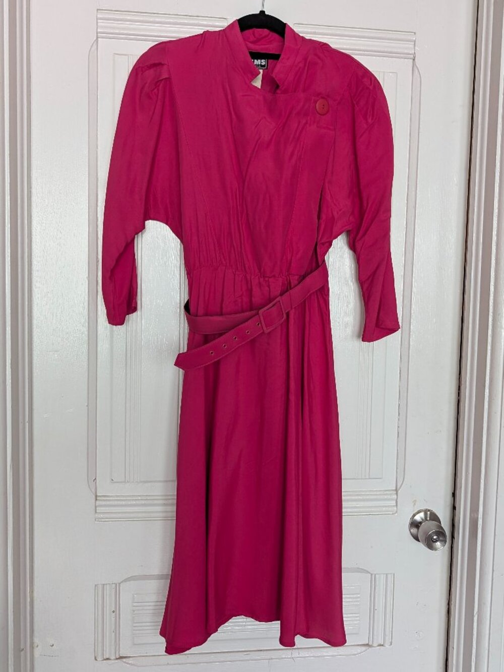 Valley Girl Hot Pink Dolman Shirt Dress Vintage 80s Size 10